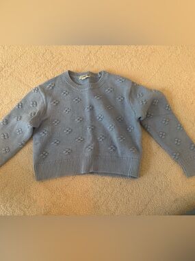Crewcuts Light Blue Floral Bobble-Knit Crewneck Sweater 6-7